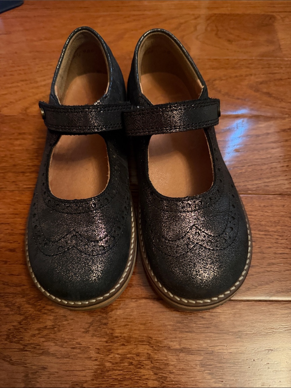 Froddo Girls' Navy Sparkle Mary Jane Shoes with Hook-and-Loop Strap